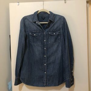 JCrew Denim Snap Front Top